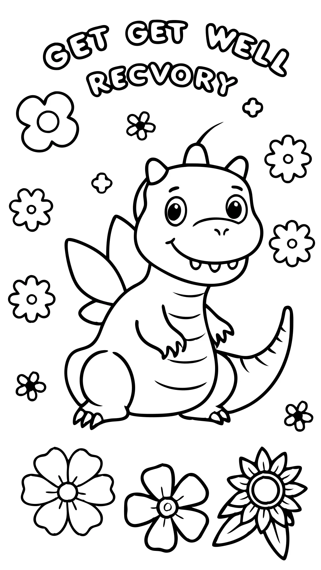 Dinosaur Get Well Bientôt coloriage